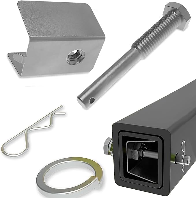 Heavy-duty anti-rattle trailer hitch pin for 2-inch receivers to prevent wobble and sway.