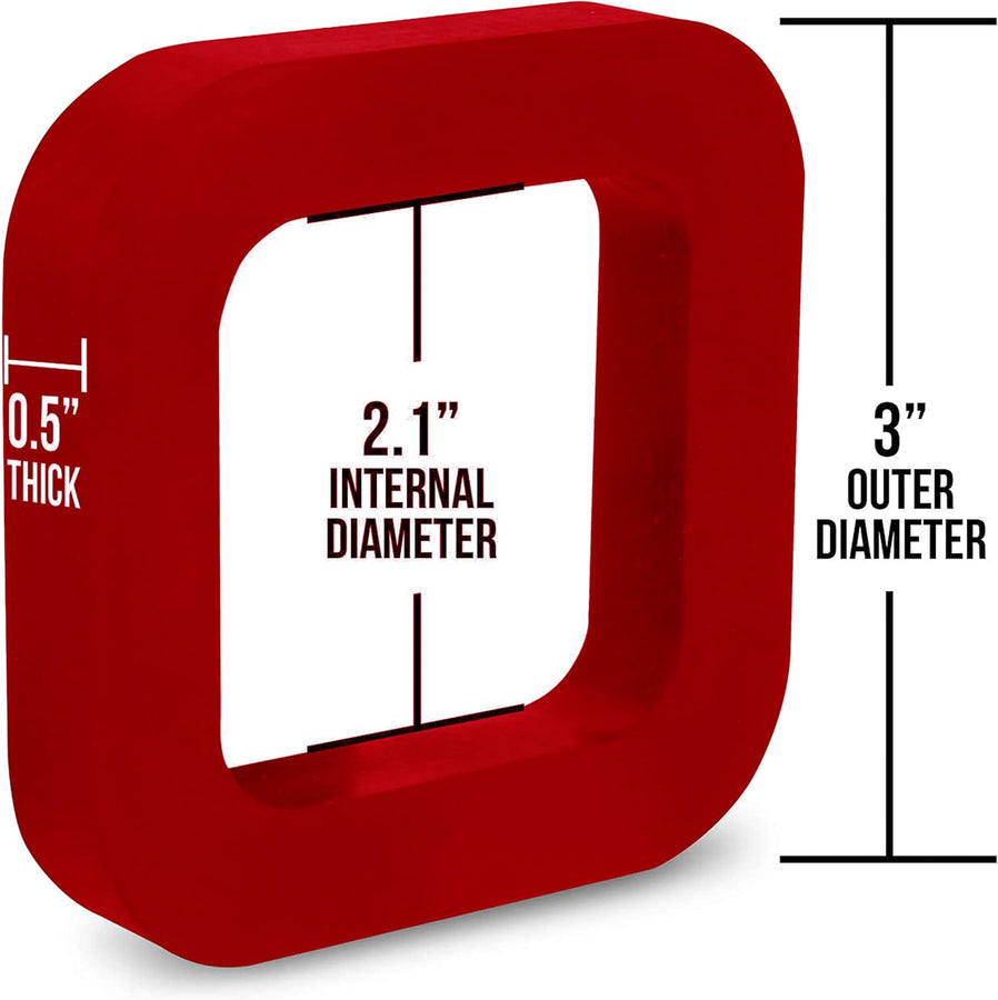 3-Pack of 2-inch hitch receiver silencer pads in black and red for tow hitch noise reduction
