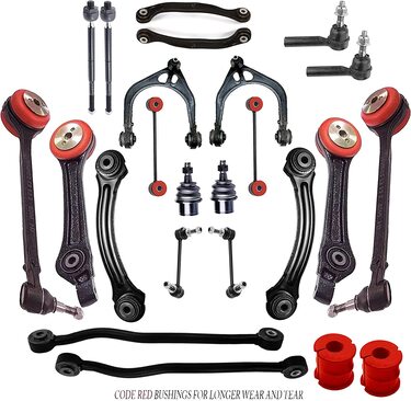 24pc Full Suspension Control Arm & Steering Kit (Front & Rear) - Fits Dodge Charger, Challenger, Chrysler 300, Magnum RWD 2005-2010 | CODE RED USA Made Bushings