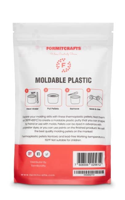 Thermoplastic Beads -8 oz. Polymorph Plastic Pellets(Made in Spain) - Reusable Moldable Plastic Beads - Melting Plastic Pellets for Modeling, DIY Craft