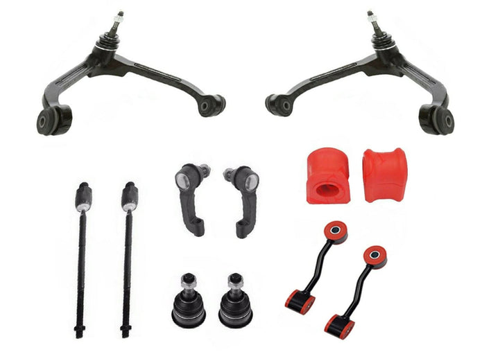 12 Piece Front Upper Control Arm Suspension Kit + Front CODE RED Bushings FITS Jeep Liberty 2002-2004