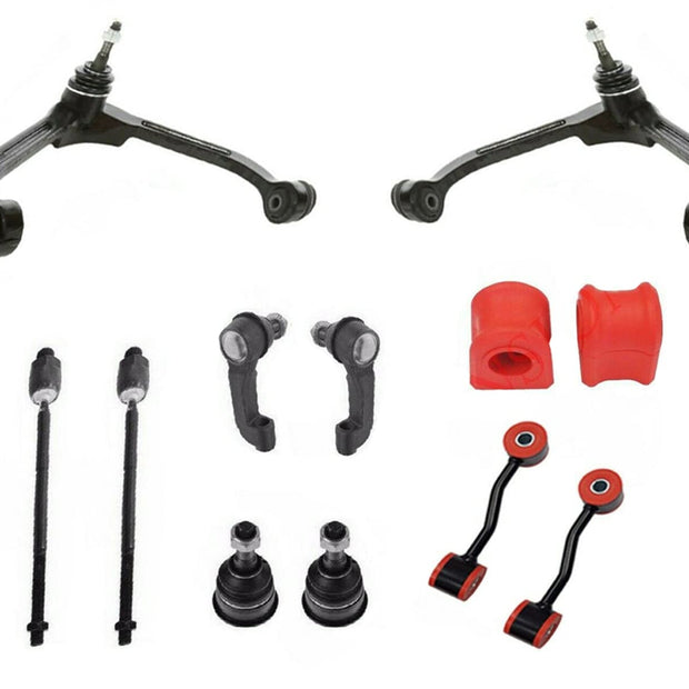 12 Piece Front Upper Control Arm Suspension Kit + Front CODE RED Bushings FITS Jeep Liberty 2002-2004