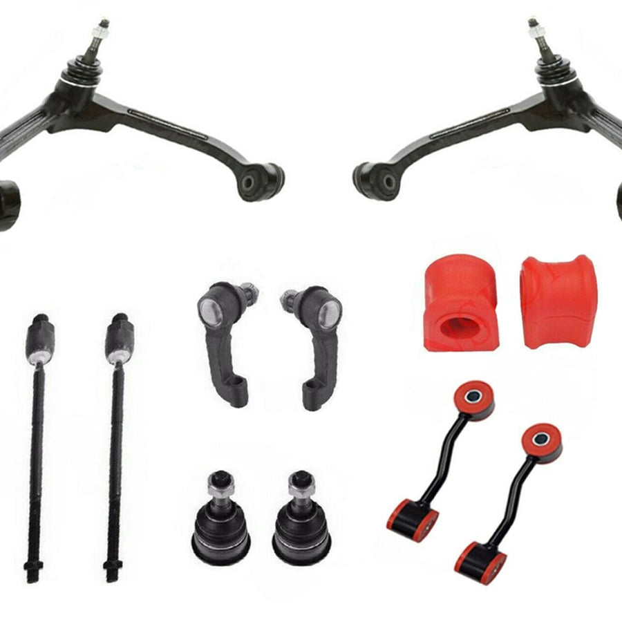 12 Piece Front Upper Control Arm Suspension Kit + Front CODE RED Bushings FITS Jeep Liberty 2002-2004