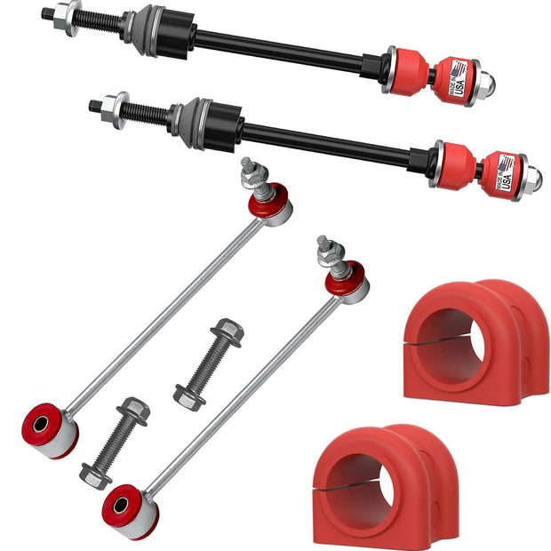 6 PC Front/Rear Sway Bar Link Kit + Front CODE RED Bushings FITS Ram 1500 4WD 2009-2018, Bushings and Boots Made in USA K80894 K750396