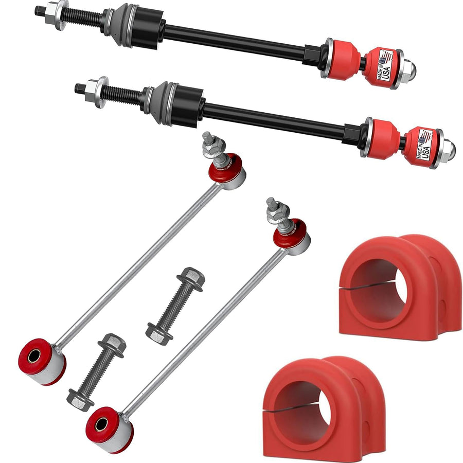 6 PC Front/Rear Sway Bar Link Kit + Front CODE RED Bushings FITS Ram 1500 4WD 2009-2018, Bushings and Boots Made in USA K80894 K750396