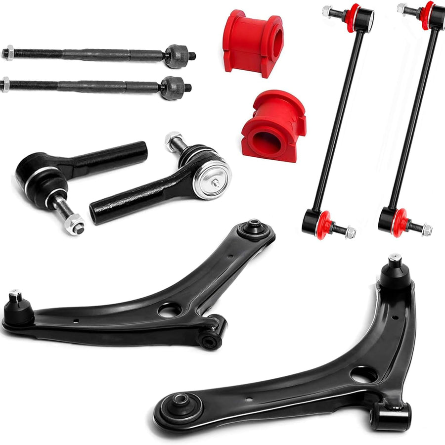 Suspension Dudes 10PC Front Lower Control Arm Suspension Kit FITS Jeep Compass Patriot 2007-2017, Caliber 2007-2012, SDRK620065 SDRK620066 - CODE RED Bushings Made In USA