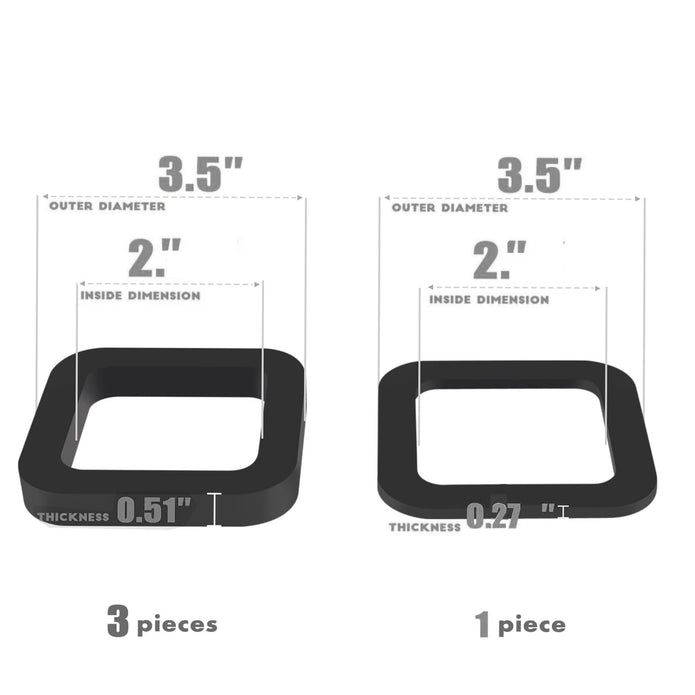 Suspension Dudes 2-inch Hitch Receiver Silencer Pad Reduces Rattle and Noise, Provides Cushion Between Hitch Receiver and Tow Hitches, Made in USA(Three pc 13.2mm Wide,One Hitch 6.75mm Wide)