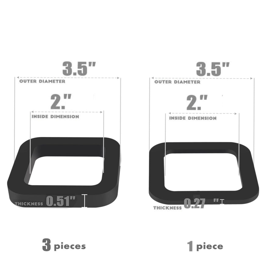 Suspension Dudes 2-inch Hitch Receiver Silencer Pad Reduces Rattle and Noise, Provides Cushion Between Hitch Receiver and Tow Hitches, Made in USA(Three pc 13.2mm Wide,One Hitch 6.75mm Wide)