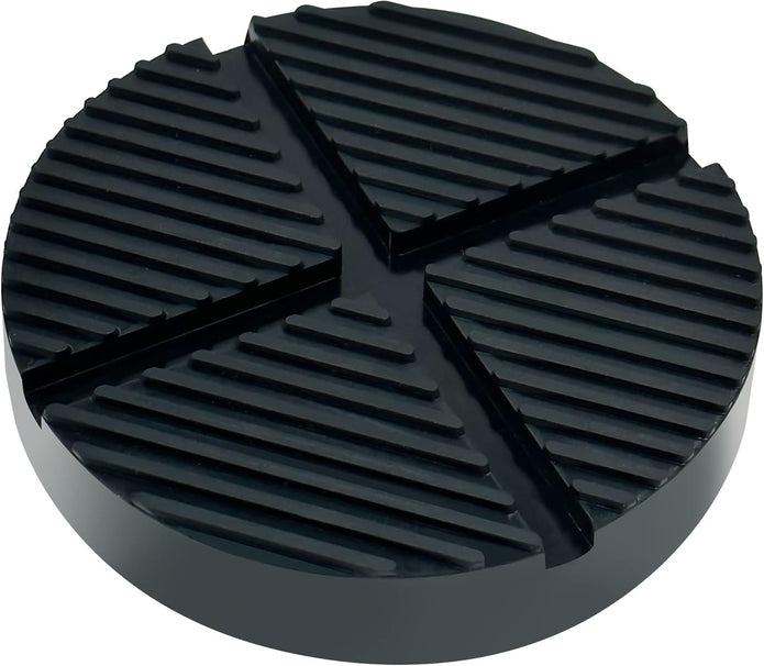 Universal Floor Jack Rubber Pad, Upgraded Jack Pad Adapter with Pinch Weld Side Frame Rail Protector, Thick Anti‑Slip X‑Groove Cushion Puck, Cross Beam Jack Adapter for Safe Vehicle Lifting, 1 Pack