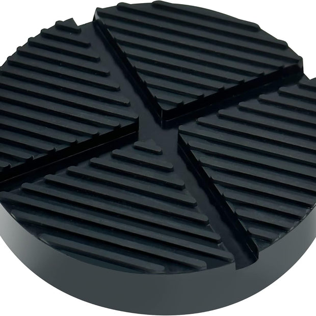 Universal Floor Jack Rubber Pad, Upgraded Jack Pad Adapter with Pinch Weld Side Frame Rail Protector, Thick Anti‑Slip X‑Groove Cushion Puck, Cross Beam Jack Adapter for Safe Vehicle Lifting, 1 Pack