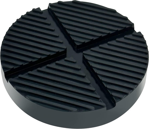 Universal Floor Jack Rubber Pad, Upgraded Jack Pad Adapter with Pinch Weld Side Frame Rail Protector, Thick Anti‑Slip X‑Groove Cushion Puck, Cross Beam Jack Adapter for Safe Vehicle Lifting, 1 Pack
