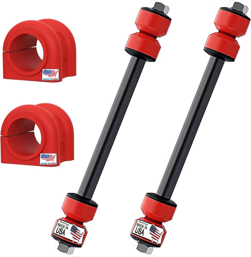 Susepsnion Dudes 4PC CODE RED Front Sway Bar Stabilizer Link & Bushing Kit FITS Explorer, Mountaineer, Ranger, B2300, B2500, B4000, B5000, K7275 K80079 - Bushings Made In USA - 27 MM Bar