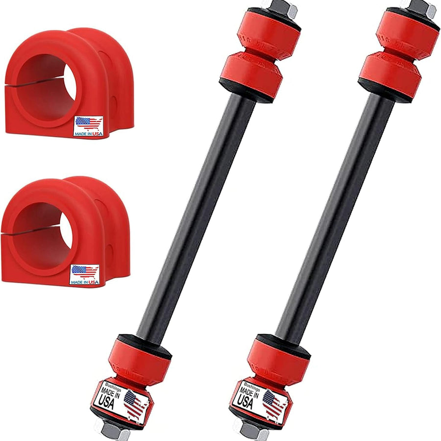 Susepsnion Dudes 4PC CODE RED Front Sway Bar Stabilizer Link & Bushing Kit FITS Explorer, Mountaineer, Ranger, B2300, B2500, B4000, B5000, K7275 K80079 - Bushings Made In USA - 27 MM Bar