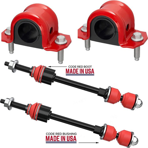 6pc Front Sway Bar Link & CODE RED EXTREME Bracket/Bushing Kit - Fits Dodge Ram 1500 2500 3500 2WD 2002-2011 | USA Made | K7400 K7353