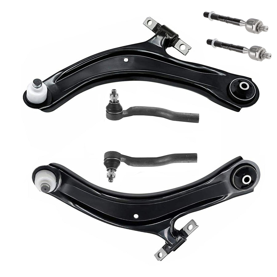 10 PC Front Lower Right/Left Control Arm Kit + Inner/Outer Tie Rod End Kit + Sway Bar Links/Bushing Kit Fits Nissan Rogue 2008-2013, Rogue Select 2014-2015, RK621452 RK624453