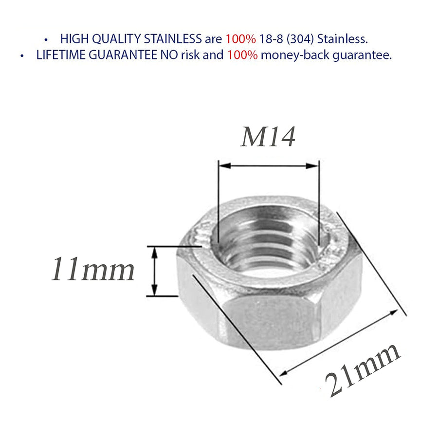 5PC M14 x 1.5MM Class 8 Hex Nut