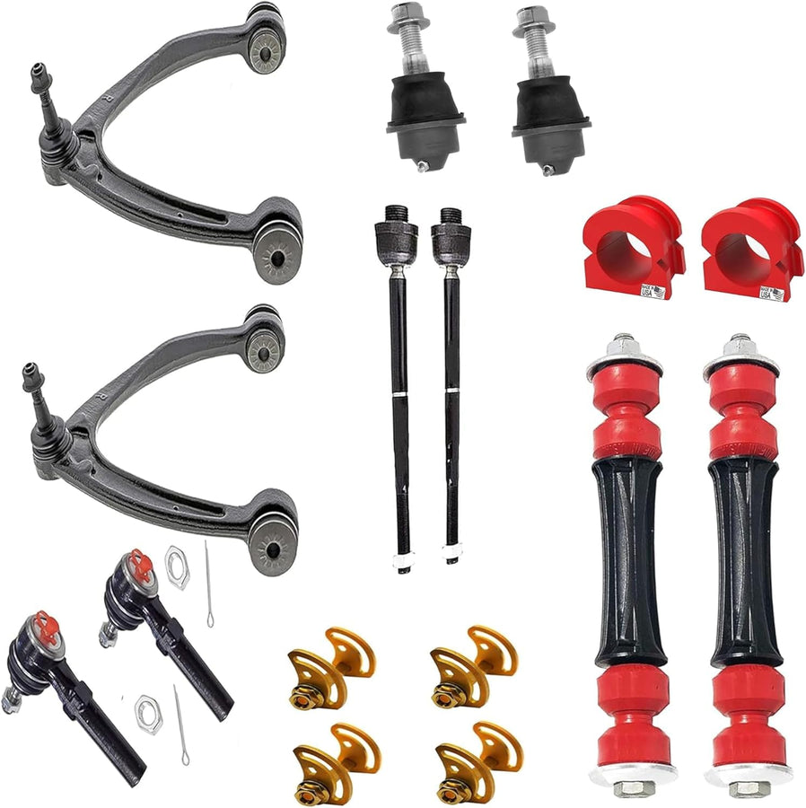 Suspension Dudes 16PC Front Upper Control Arm Camber Sway Bar Stabilizer Kit FITS Escalade ESV EXT, Avalanche, Silverado Suburban Yukon XL Sierra 1500, Tahoe, Yukon, Sierra, 2007-2014 RK80669 RK80670