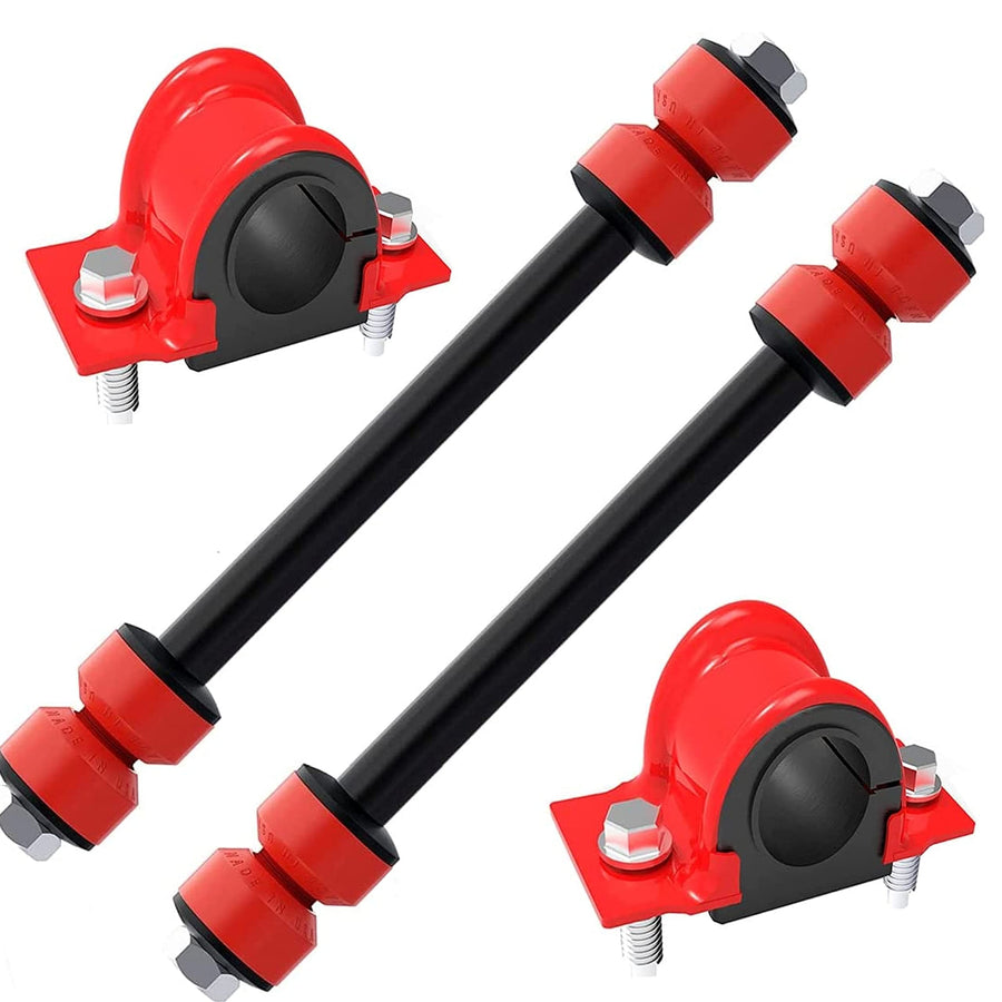 6 PC Front Sway Bar Link Kit + Front CODE RED EXTREME Bracket/Bushing Kit FITS Explorer, Explorer Sport Trac 4WD, Mountaineer, Ranger, Bushing Made In USA K7275 K700542