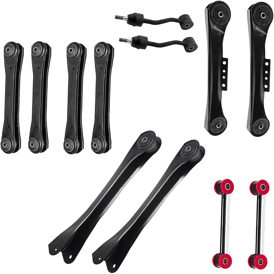 12 PC Front/Rear Upper/Lower Control Arms + Front/Rear Stabilizer Links Kit FITS Jeep Wrangler TJ 1997-2006, RK620246 RK640331 RK640734 K3197 K80244