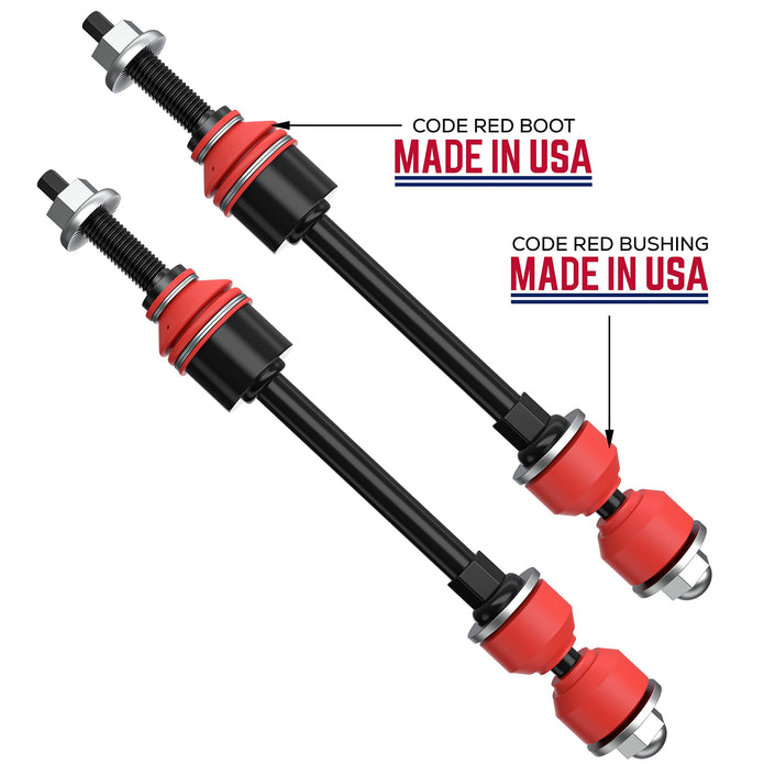 PAIR Front Sway Bar CODE RED Link Kit FITS Ram 1500 2WD 2002-2012, Ram 2500 2WD 2003-2016, Ram 3500 2WD 2003-2012, Boots and Bushings Made In USA K7400