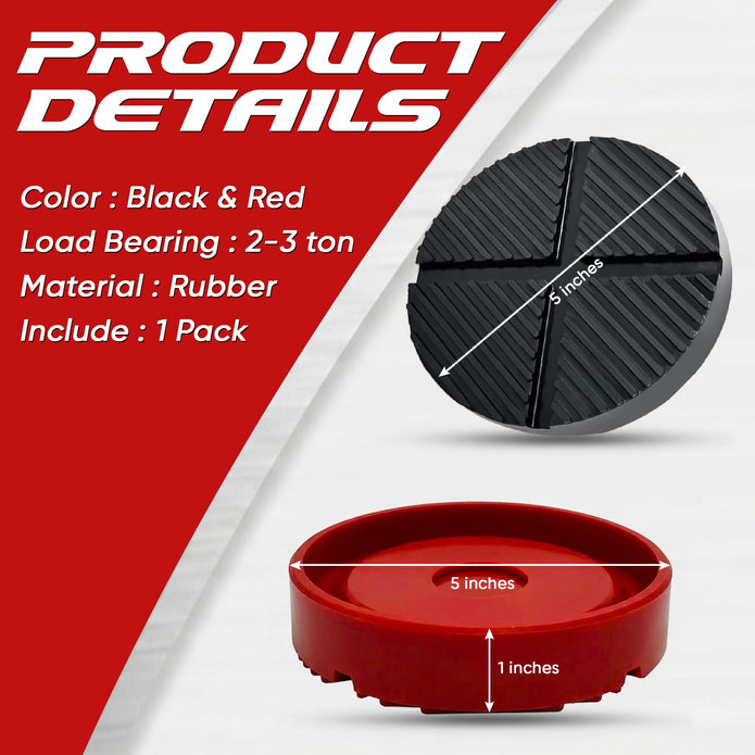 Universal Floor Jack Rubber Pad, Upgraded Jack Pad Adapter with Pinch Weld Side Frame Rail Protector, Thick Anti‑Slip X‑Groove Cushion Puck, Cross Beam Jack Adapter for Safe Vehicle Lifting, 1 Pack