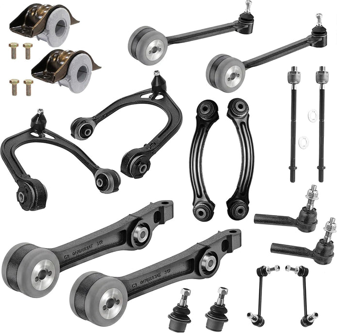 Steel Gray 20PC Suspension Control Arm Kit w/USA‑Made Bushings For Dodge Charger/Challenger, Chrysler 300 2011‑2014 RWD – Complete Front Control Arm & Bushing Replacement Set