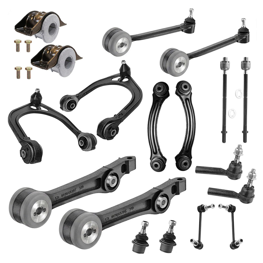 Steel Gray 20PC Suspension Control Arm Kit with USA‑made bushings for Dodge Charger, Chrysler 300 2005–2010 RWD, Challenger 2008–2010 RWD, Magnum 2005–2008 RWD