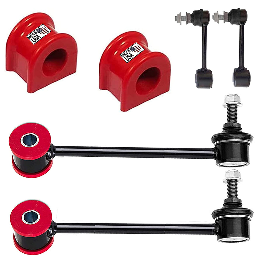 6 PC Front/Rear Sway Bar Link Kit + CODE RED Front Bushing Kit FITS Wrangler 2007-2017, Wrangler JK 2018, K750453 K6700