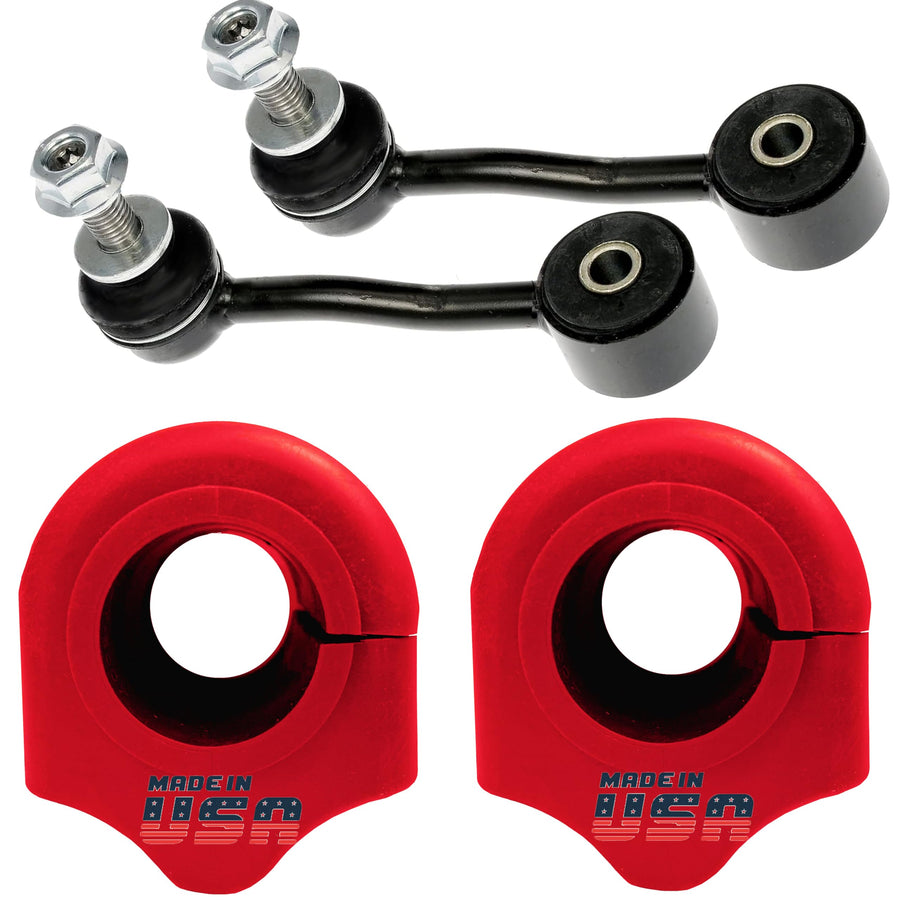Suspension Dudes 4PC Front CODE RED Sway Bar Stabilizer Link & Bushing Kit FITS Wrangler 2020-2024, Gladiator 2020-2024, Bushings Made In USA - Bar Size 33 mm, 68251376AB 68413960AC K700908