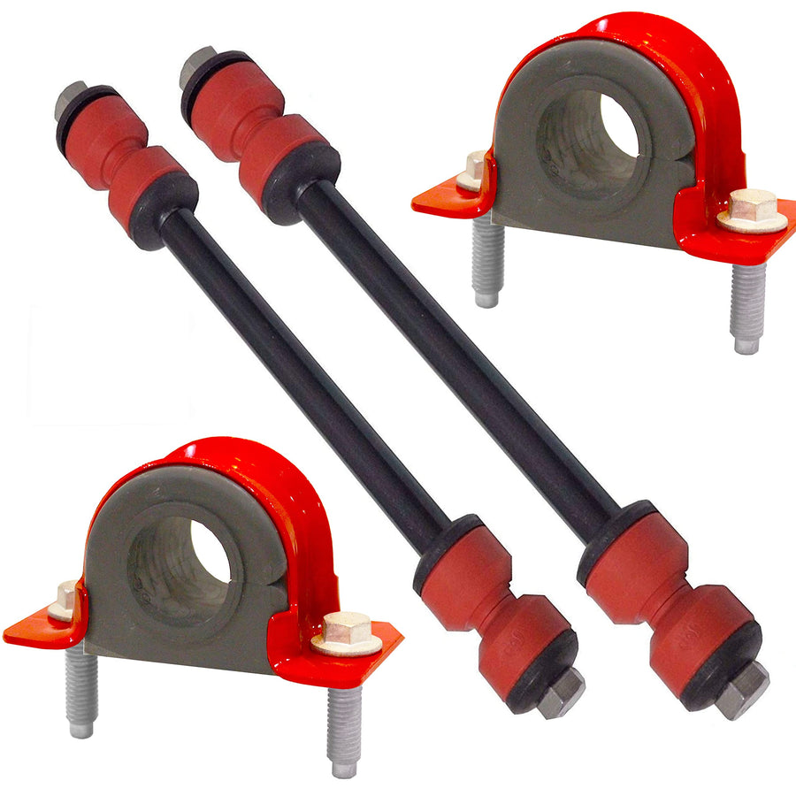 6 PC Front Sway Bar Link Kit + Front CODE RED EXTREME Bracket/Bushing Kit FITS Explorer, Explorer Sport Trac 4WD, Mountaineer, Ranger, Bushing Made In USA K7275 K700542