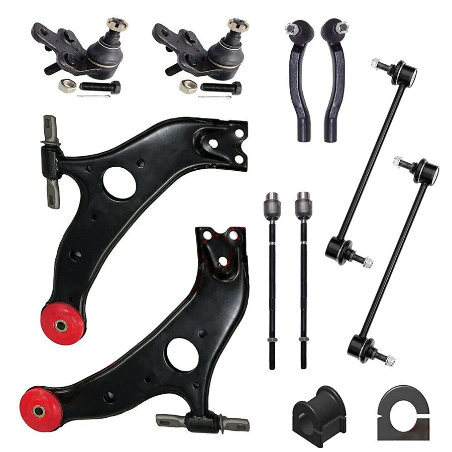 12 PC Complete Front Suspension Kit FITS Sienna 2004-2010, K620713 K620714 CODE RED Bushings Designed And Manufactured In The USA