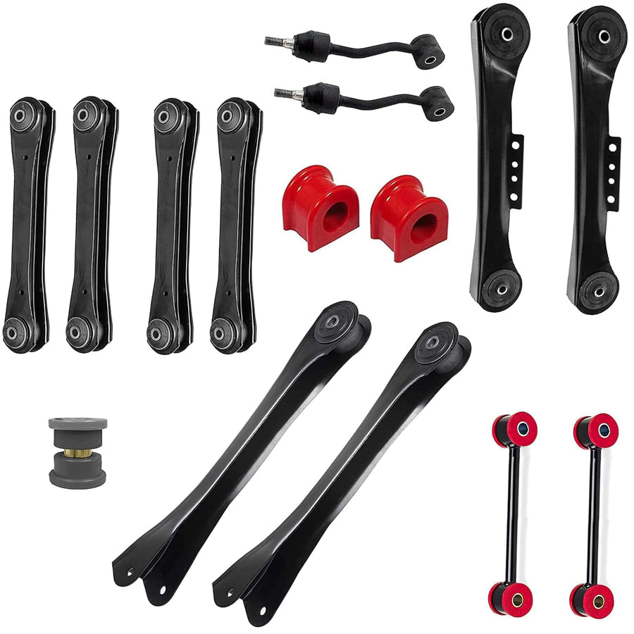 Suspension Dudes 16 PC Front/Rear Upper/Lower Control Arms + Stabilizer Links & Front Track Bar Bushing Kit FITS Jeep Wrangler TJ AWD 1997-2006