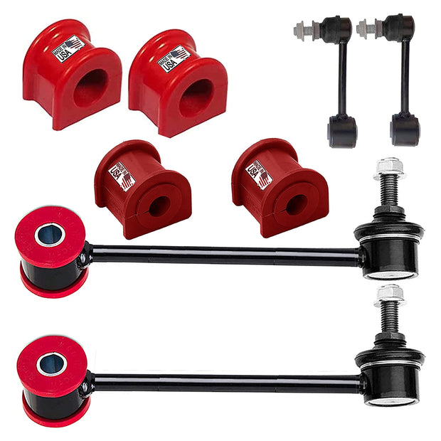 8 PC Front/Rear Sway Bar Link Kit + Front/Rear Bushing Kit FITS Wrangler 2007-2017, Wrangler JK 2018, K750453 K6700 K7353 K3160
