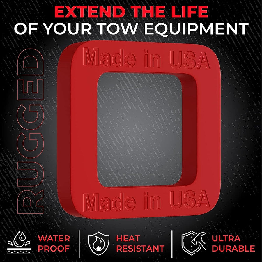 2-inch Hitch Receiver Silencer Pad Reduces Rattle and Noise, Provides Cushion Between Hitch Receiver and Tow Hitches, Made in USA (3-Pack Black/Red/Black)