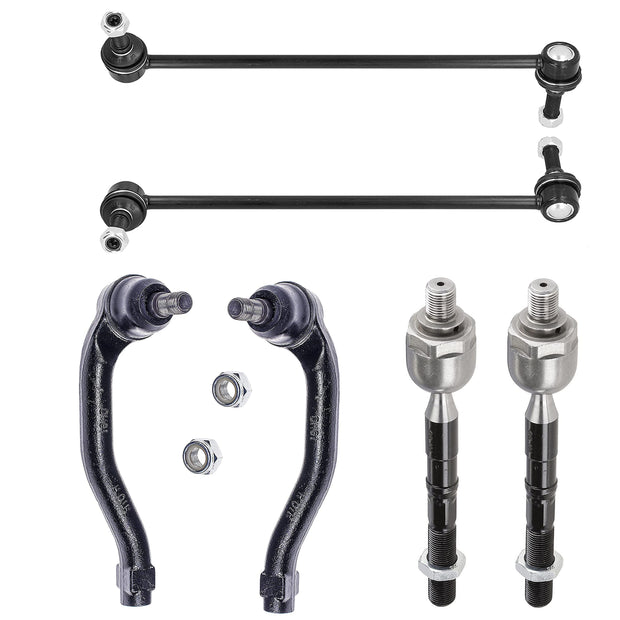 6 PC Sway Bar Link Kit + Inner/Outer Tie Rod End Kit FITS Hyundai Santa Fe 2007-2012, Kia Sorento 2011-2013, K750204 K750205 EV800231 ES800035 ES800055