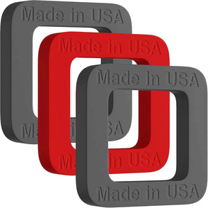 2-inch Hitch Receiver Silencer Pad Reduces Rattle and Noise, Provides Cushion Between Hitch Receiver and Tow Hitches, Made in USA (3-Pack Black/Red/Black)