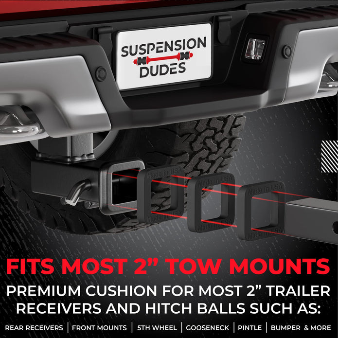 Suspension Dudes 2-inch Hitch Receiver Silencer Pad Reduces Rattle and Noise, Provides Cushion Between Hitch Receiver and Tow Hitches, Made in USA