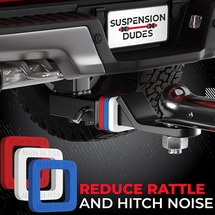Suspension Dudes 2-inch Hitch Receiver Silencer Pad Reduces Rattle and Noise, Provides Cushion Between Hitch Receiver and Tow Hitches, Made in USA(Three pc 13.2mm Wide,One Hitch 6.75mm Wide)
