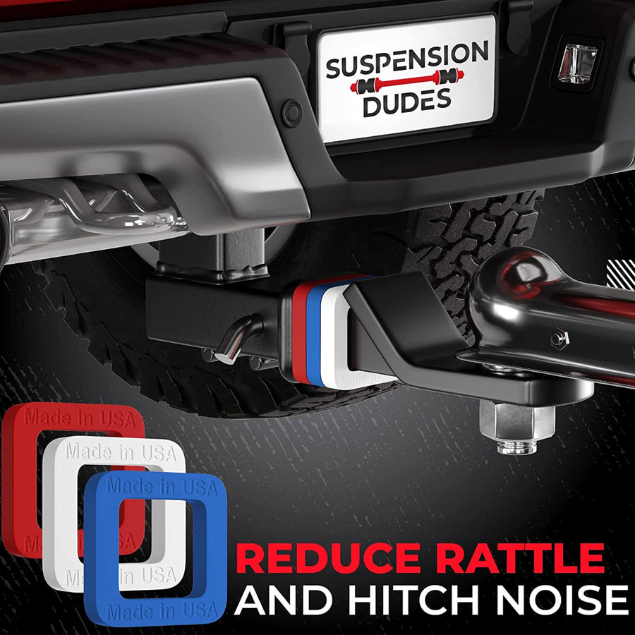 Suspension Dudes 2-inch Hitch Receiver Silencer Pad Reduces Rattle and Noise, Provides Cushion Between Hitch Receiver and Tow Hitches, Made in USA(Three pc 13.2mm Wide,One Hitch 6.75mm Wide)