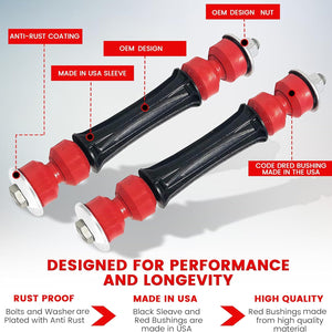 Suspension Dudes 6PC CODE RED Front Stabilizer Sway Bar OE Bracket Link Kit FITS GMC Sierra 1500, Chevy Silverado 1500 2007-2019, 11570935 K200221 K700538-32 MM Stabilizer Bar
