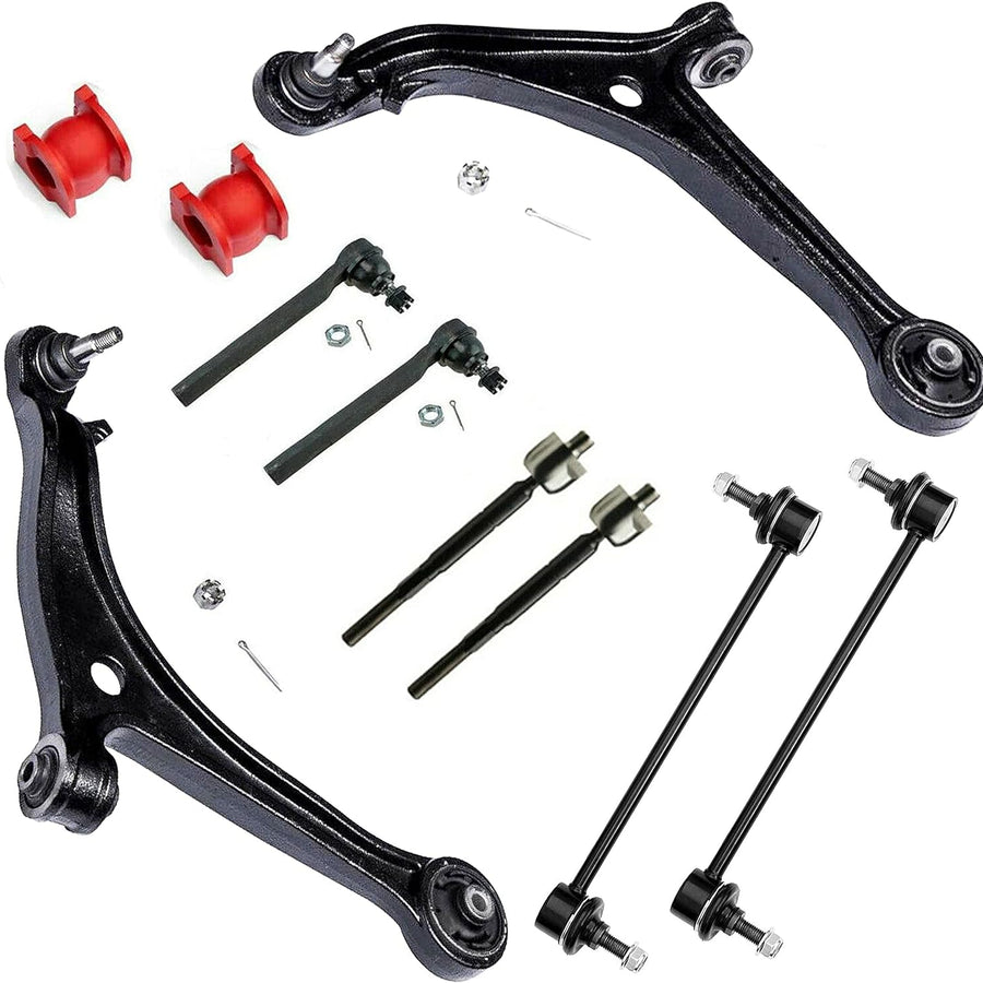 10PC Front Right/Left Lower Control Arms + Front Stabilizer Links + Inner/Outer Tie Rods + Bushings Kit FITS Honda Odyssey 2011-2017
