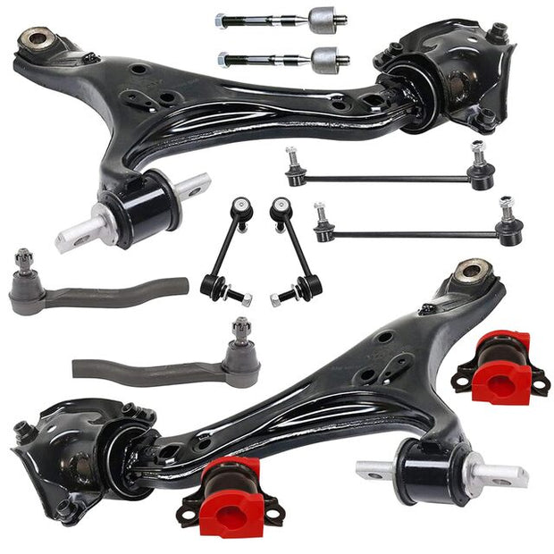 Suspension Dudes 18 PC Front Lower Control Arm, Front/Rear Sway Bar Link & Inner/Outer Tie Rod Suspension Kit, Code Red USA‑Made Bushings FITS Accord 2013-2017, RK642509 RK642517
