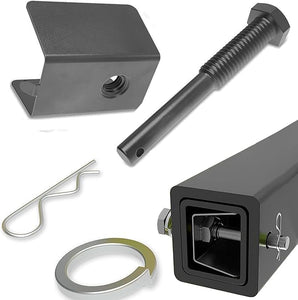 Heavy-duty anti-rattle trailer hitch pin for 2-inch receivers to prevent wobble and sway.