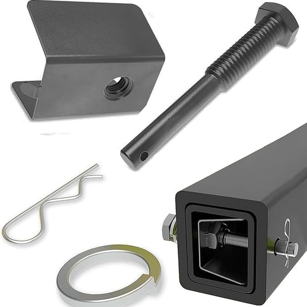 Heavy-duty anti-rattle trailer hitch pin for 2-inch receivers to prevent wobble and sway.