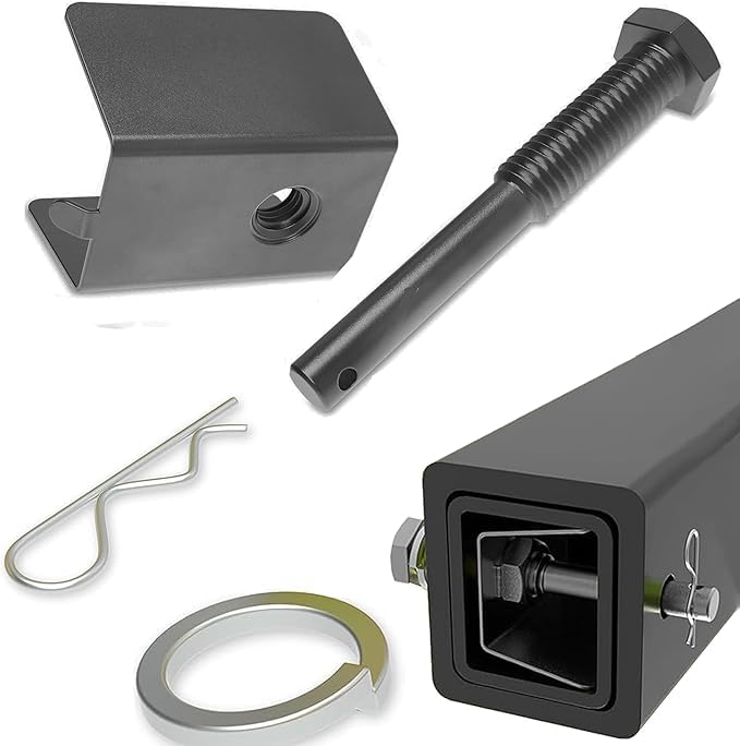 Heavy-duty anti-rattle trailer hitch pin for 2-inch receivers to prevent wobble and sway.