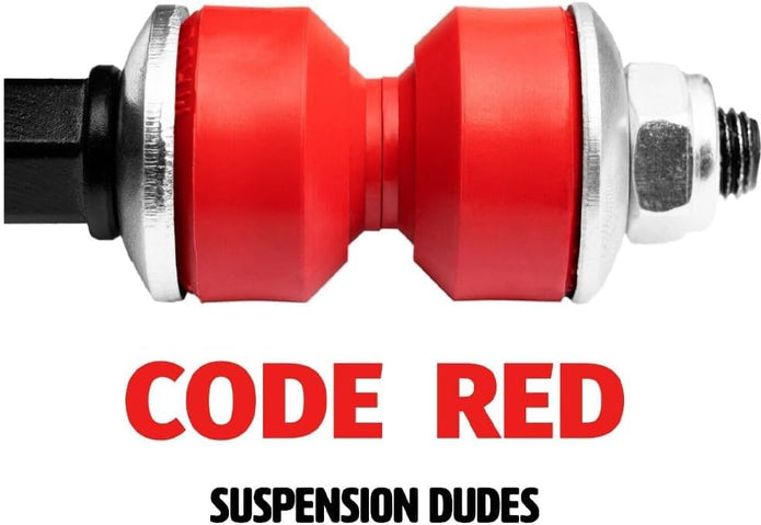 Premium red CODE RED stabilizer bushings and sleeves designed and manufactured in the USA.