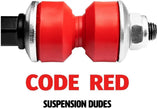 Premium red CODE RED stabilizer bushings and sleeves designed and manufactured in the USA.
