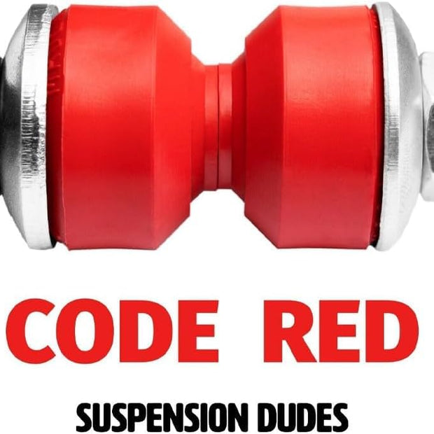 Premium red CODE RED stabilizer bushings and sleeves designed and manufactured in the USA.