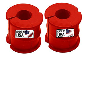 Pair of red CODE RED front stabilizer bar bushings for Chrysler 300, Dodge Charger, and Challenger RWD