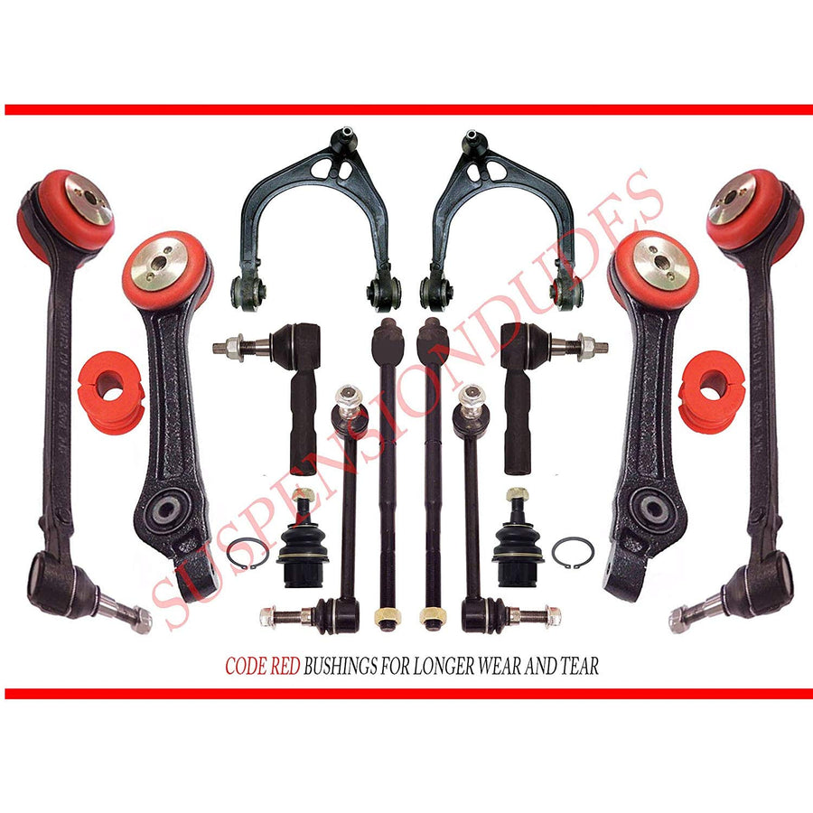 Complete 16-piece front suspension and steering kit for 2005-2010 Dodge Charger and Chrysler 300 RWD.